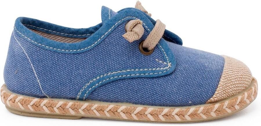 Blauwe Jongensschoenen met Jute Details en Elastische Veters