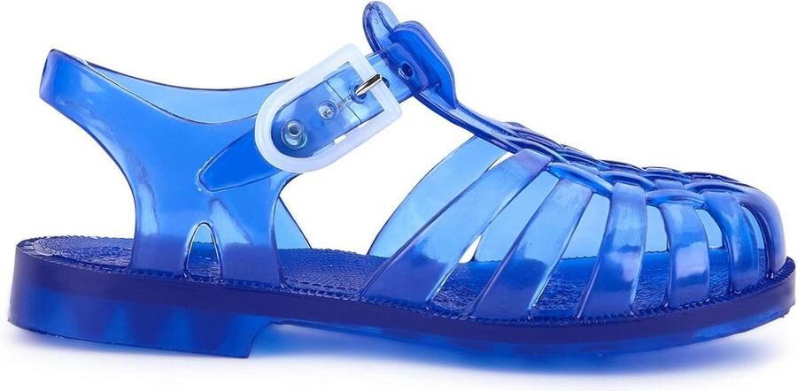 Blauwe Transparante Kunststof Sandalen voor Zomer en Strand