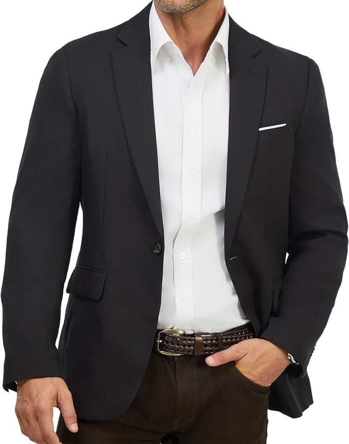 Blazer voor heren colbert met één knoop normale pasvorm klassieke revers sportjas voor zaken smart casual en bruiloften