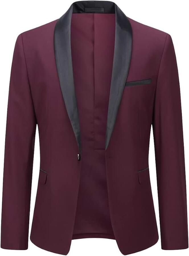 Blazer voor heren sjaalkraag 1 knoop slim fit formeel pak bruiloft bal feestjas