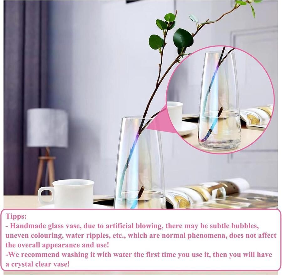 Bloemen vaas Ins moderne helder glazen vaas hoog Glazen vaas voor tafel decoratie decoratieve vazen voor pampas gras tulpen orchideeën (heptachroom)