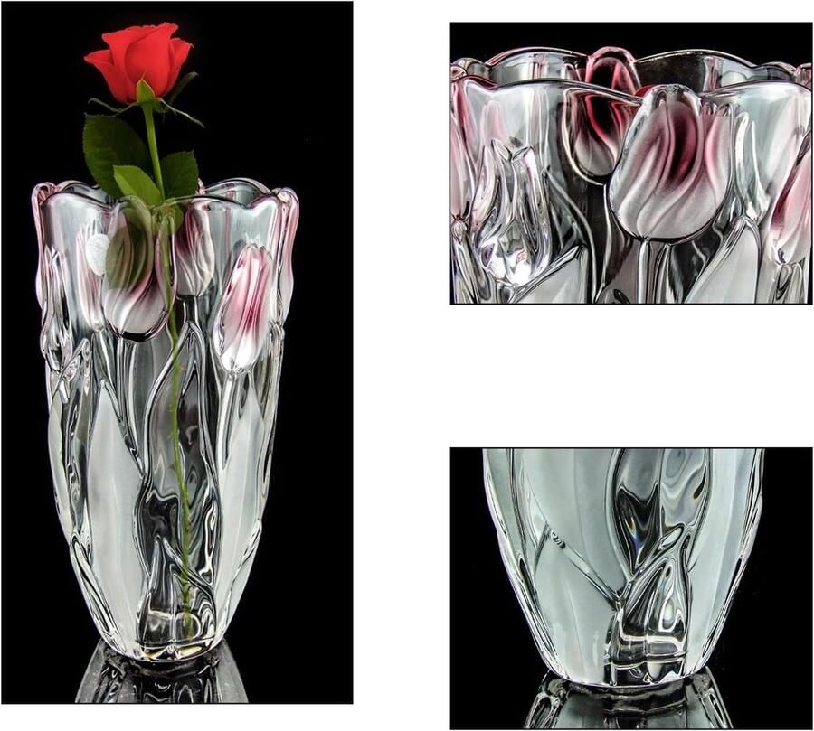 Bloemenvaas hoog Unieke kristallen vazen voor tafelcentrumstukken Vintage en tulpvormige grote vazen Kerst- en Thanksgiving-geschenken