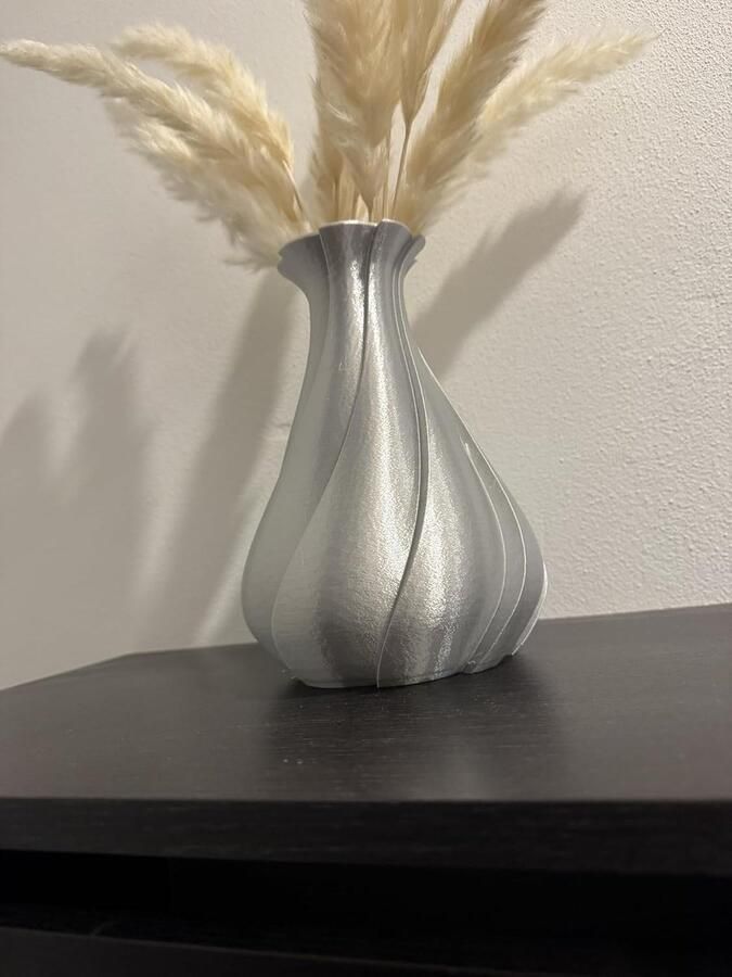 Bloemenvaas zilver PLA 3D-print modern voor gedroogde bloemen zoals pampasgras of kunstbloemen vaas vloervaas tafelvaas