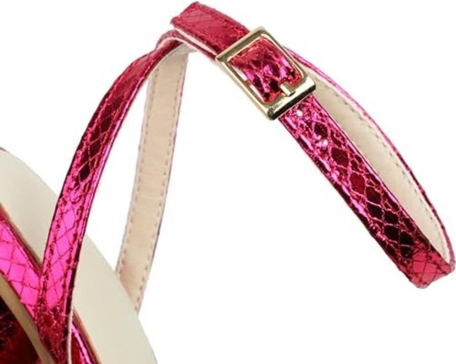 Blokhak sandalen met gespsluiting Rood