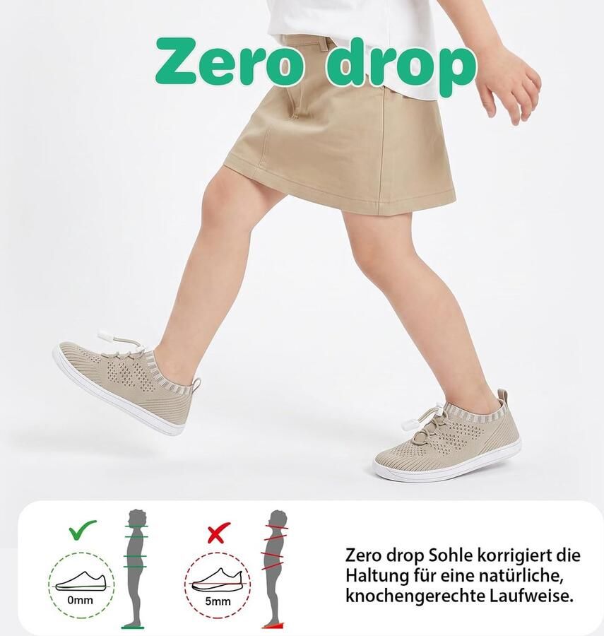 Blotevoetenschoenen voor kinderen brede blotevoetenschoenen minimalistische trailschoenen voor meisjes ademende schoenen Beige - Foto 1