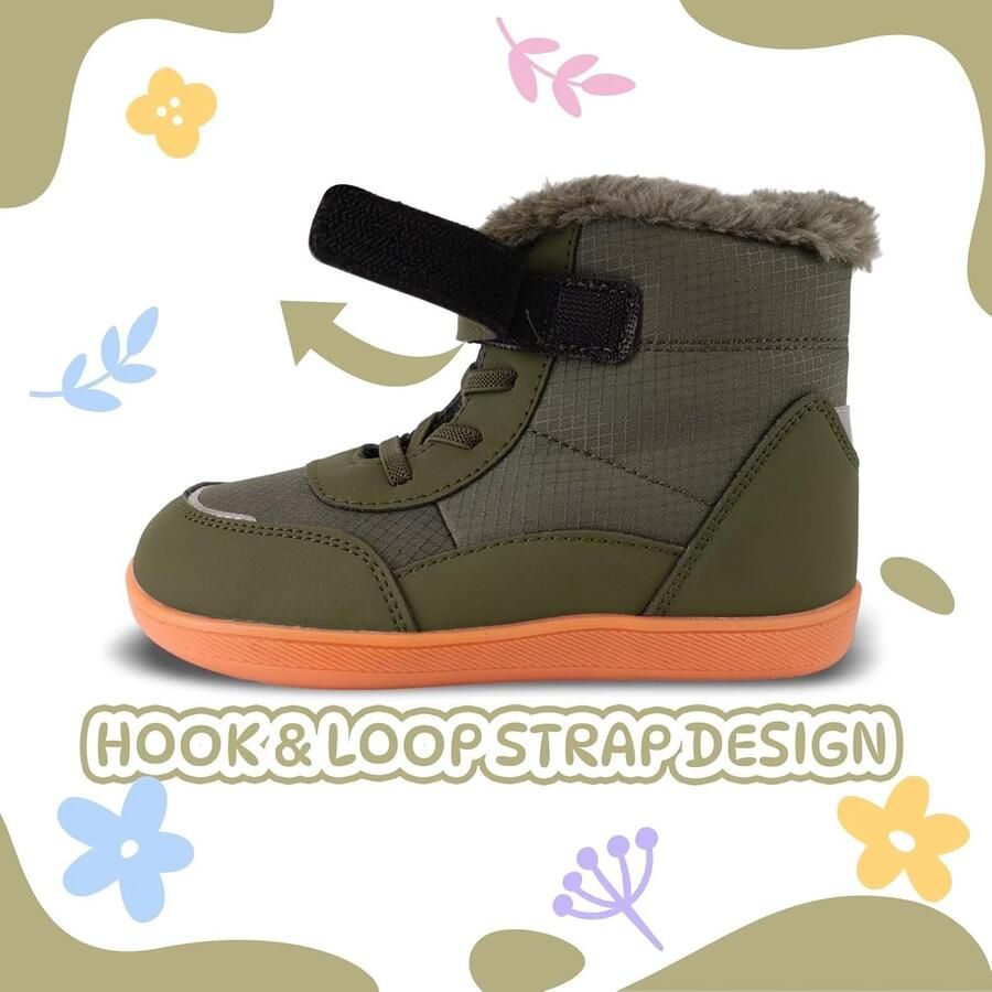 Blotevoetenschoenen voor kinderen en warm gevoerd winterschoenen outdoor winterlaarzen sneeuwlaarzen met klittenbandsluiting brede teenbox