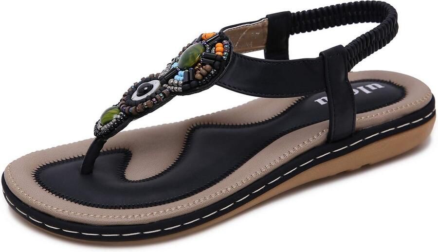 Bohemian Platte Slippers Dames met Strass Steentjes Zomer Sandaal
