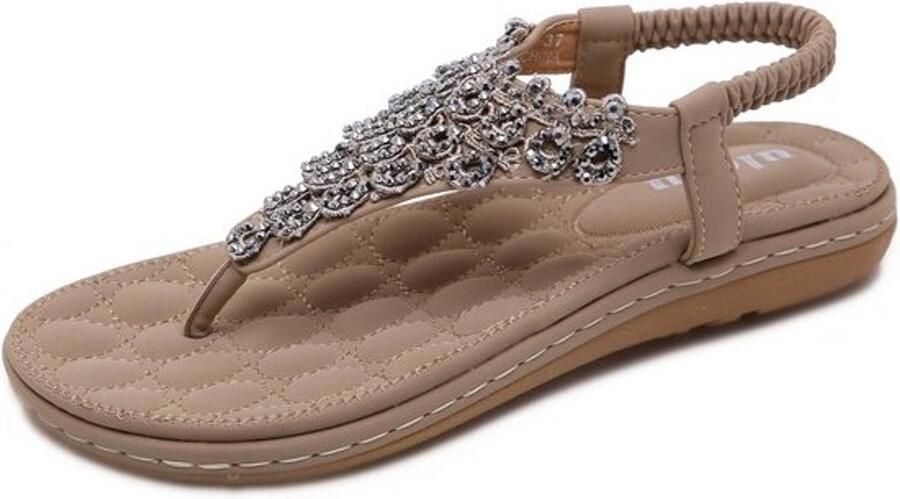 Bohemian Platte Teensandalen voor Dames met Strass Versiering