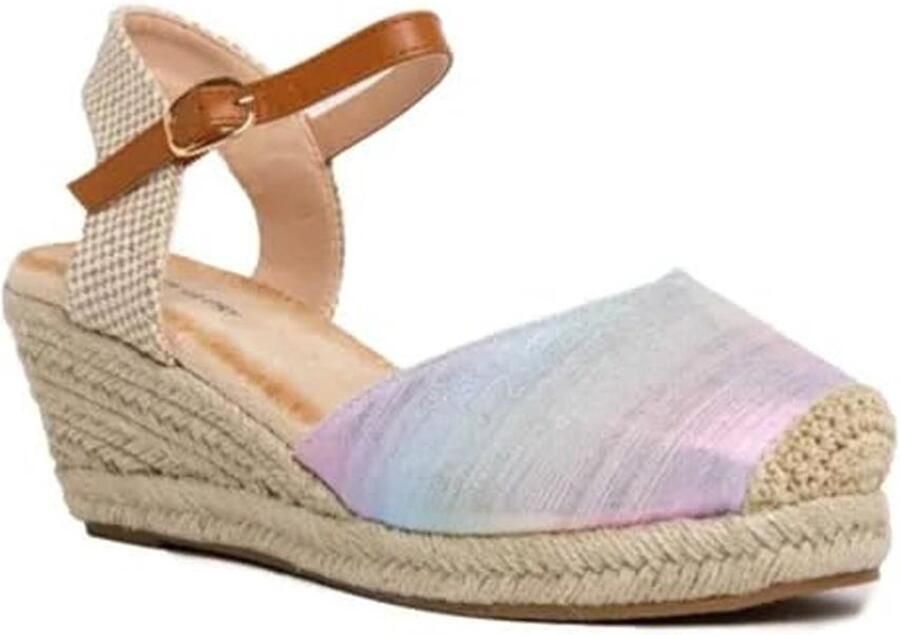 Boho Chic Espadrilles Dames Jute Platform Sandalen met Kant en Enkelriem voor Bruiloft
