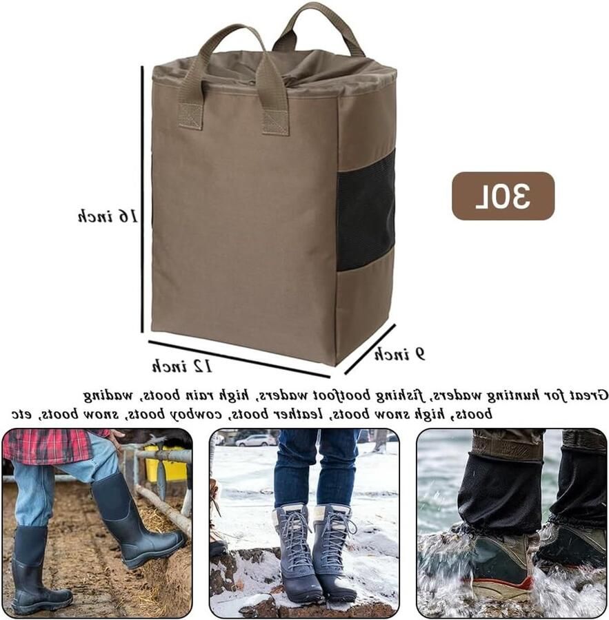 Boot Organizer voor Vissen en Jagen Duurzame 600D Waterdichte Opbergtas voor Hoge Laarzen Lx Wx H
