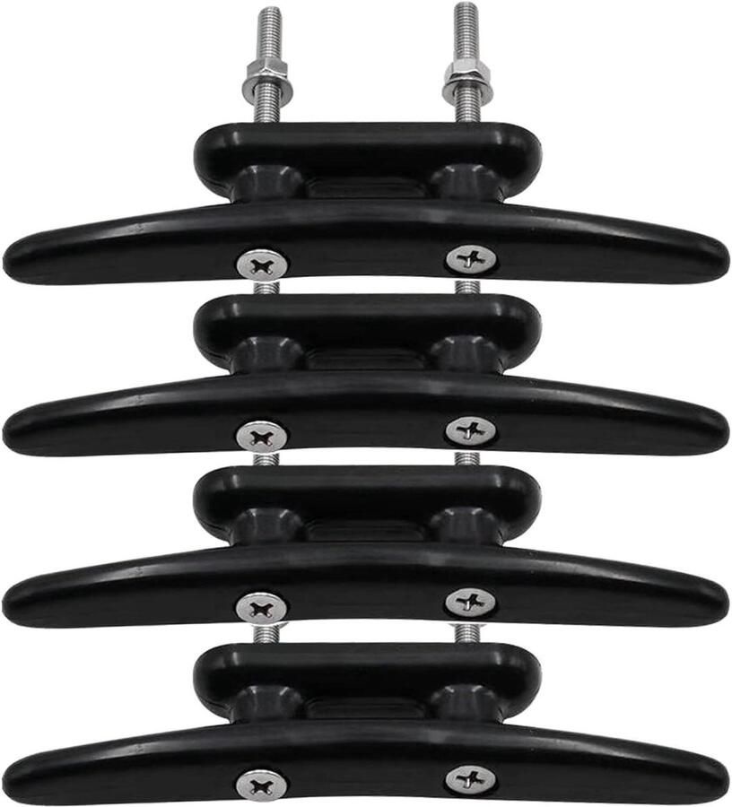 Boot Schoenplaatjes Nylon Dock Cleats Kajak Vastbinden Boten Lichtgewicht Duurzaam Materiaal 6 Inch 4 Stuks Zwart