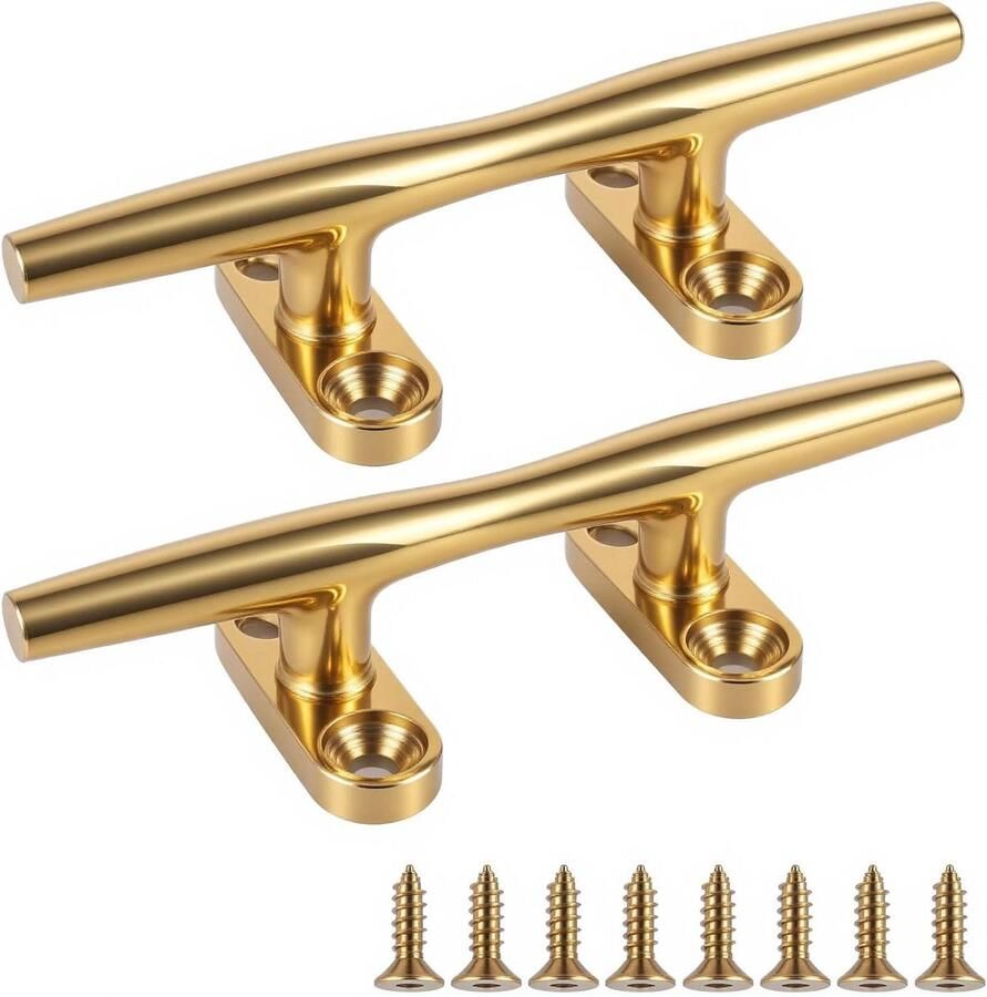 Boot Schoenplaten Dock Cleats Vastbinden van boten 316 Roestvrij staal 4 inch Goud