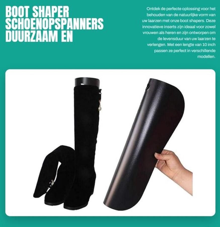 Boot Shaper 2 Paar 10 Inch Zwart Duurzaam Kunststof Ondersteuning voor Laarzen Laarzensteun