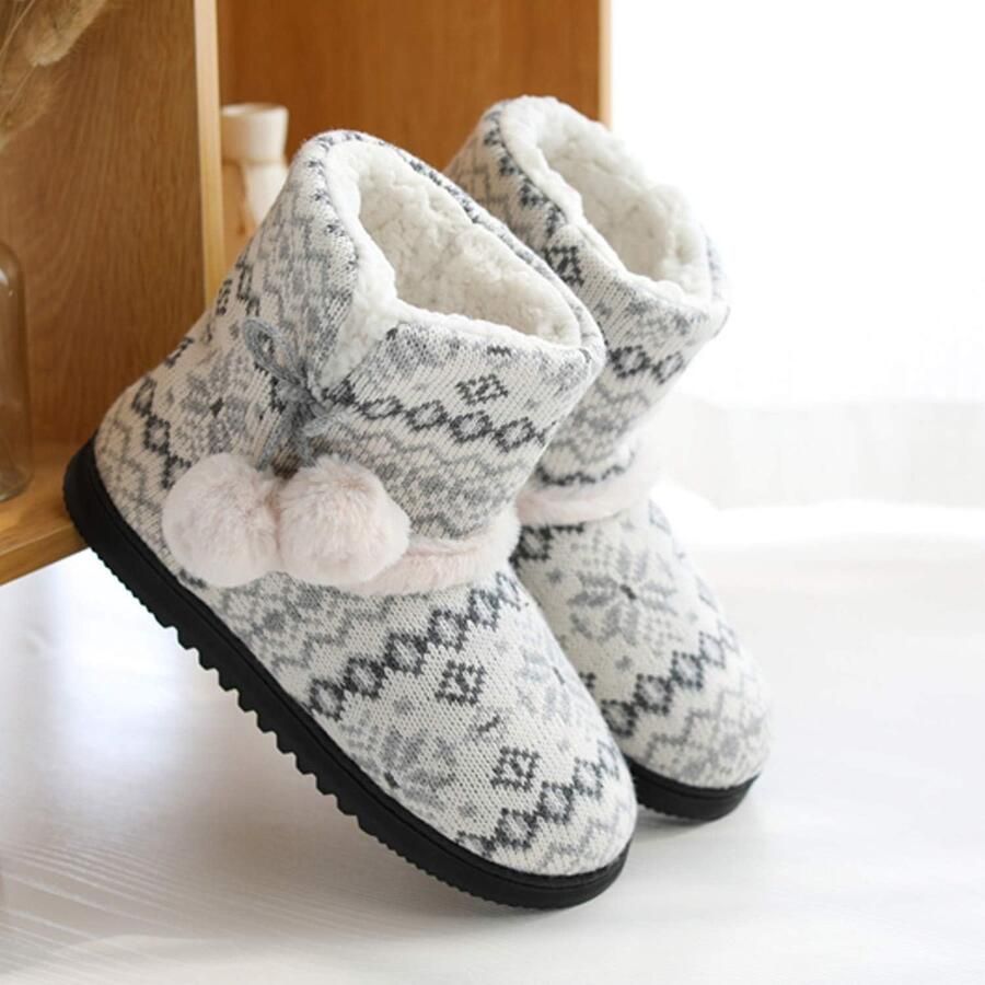 Boot Slippers Pluizige Pluche Winter Warme Bootie Indoor Outdoor Slippers Huis Schoenen
