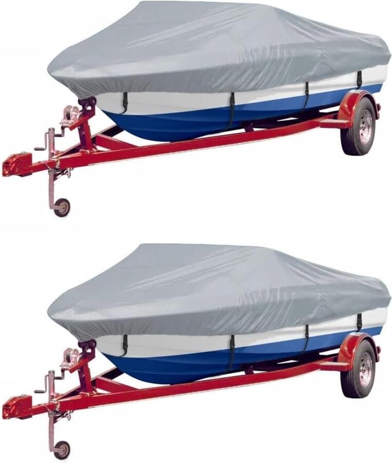 Bootafdekking waterafstotend grijs 2 stuks bootzeil 427- lengte breed van pigmentgecoat polyester schimmelbestendig met dubbele naden en elastiek