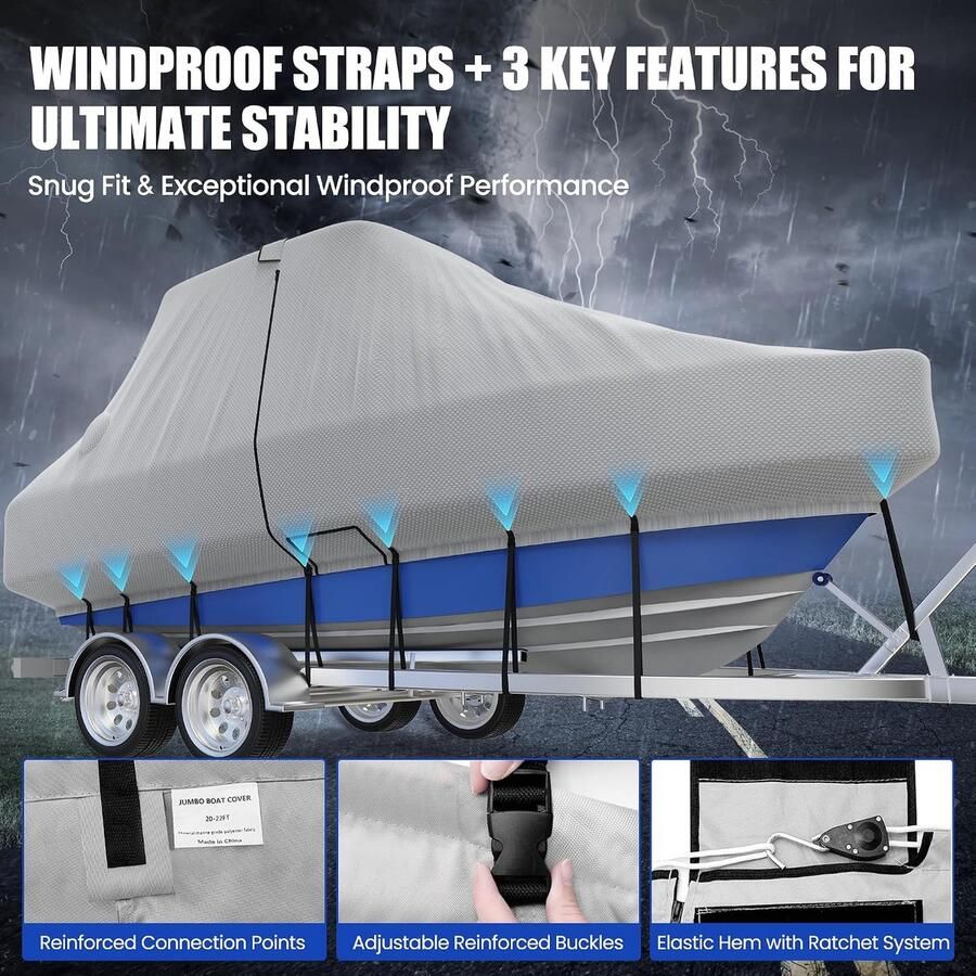 Boothoes voor middenconsole 16-18ft T-Top hardtop boothoes robuuste Oxford waterdichte boothoezen van maritieme kwaliteit rits aan beide kanten