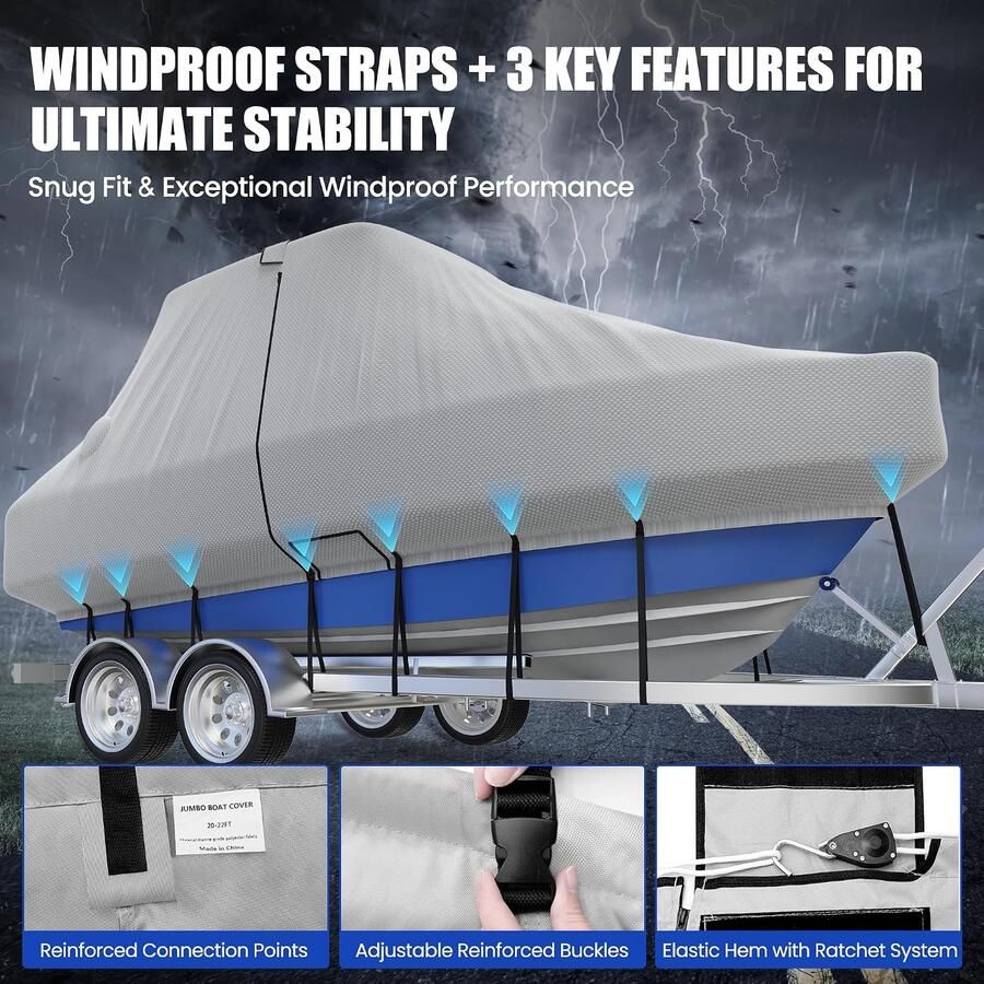 Boothoes voor middenconsole 28-30ft T-Top hardtop boothoes robuuste Oxford waterdichte boothoezen van maritieme kwaliteit rits aan beide kanten