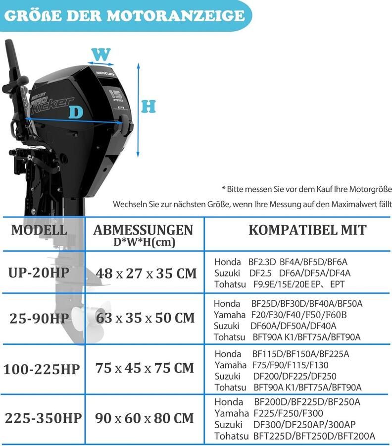 Bootmotor buitenboordmotorafdekking waterafstotend 600D Oxford-weefsel beschermhoes buitenboordmotor halve afdekking geschikt voor motoren tot 48 x 27 x zwart