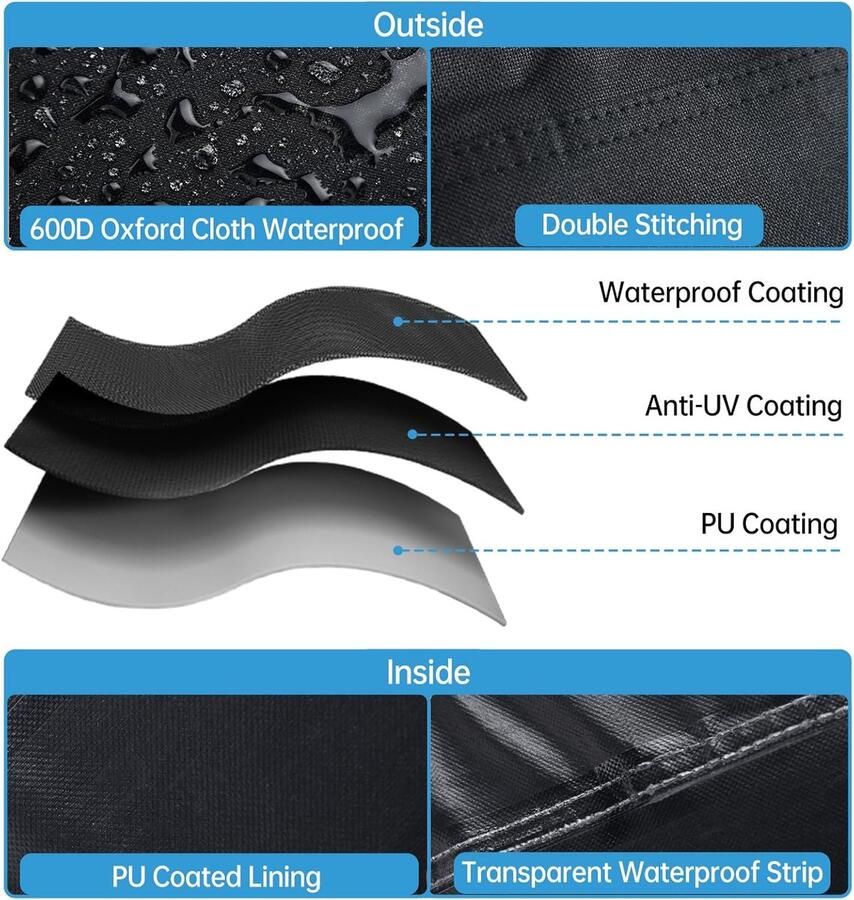 Bootmotor Motor Halve Hoes voor 60-100PK 600D Oxford Waterdichte Buitenboordmotorkap Beschermhoes met Reflecterende Strips en Winddichte Gespen en Trekkoord (68x52x