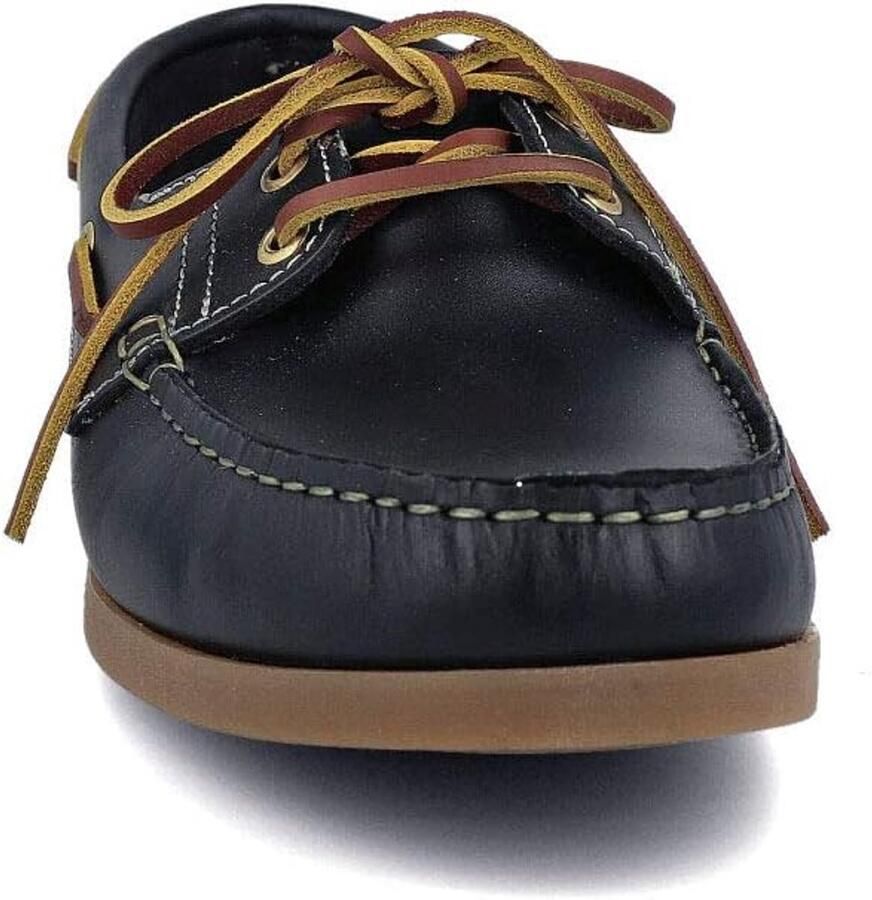 Bootschoenen voor Heren Mocassins 2-ogen Klassieke Veterschoenen. Geoliede Seahorse Leder. Rubberen Zolen. Lederen veters. Bruin en Blauw - Foto 1
