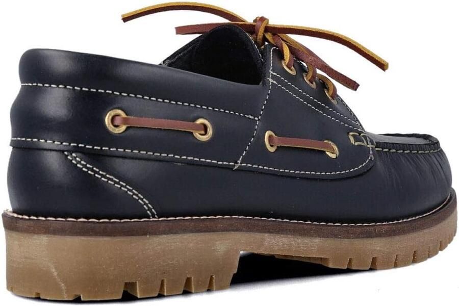 Bootschoenen voor Heren Mocassins 3-ogen Klassieke Veterschoenen. Geoliede Seahorse Leder. Rubberen Zolen. Lederen veters. Bruin Blauw en Zwart