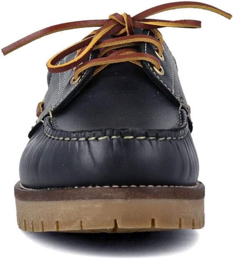 Bootschoenen voor Heren Mocassins 3-ogen Klassieke Veterschoenen. Geoliede Seahorse Leder. Rubberen Zolen. Lederen veters. Bruin Blauw en Zwart