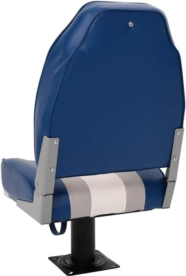 Bootstoel inklapbaar met hoge rugleuning van PU en PVC blauw wit en grijs inclusief stalen voetst x
