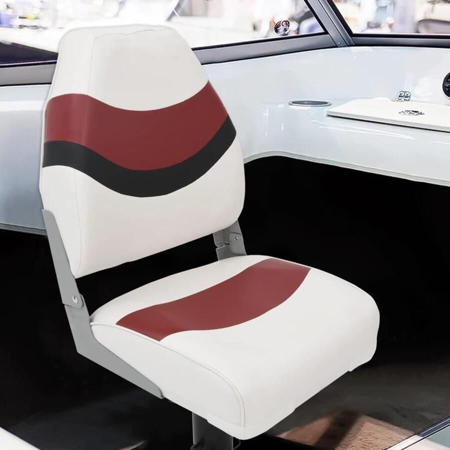Bootstoelen 2 stk. Inklapbaar met draaiconsole & voetstuk wit