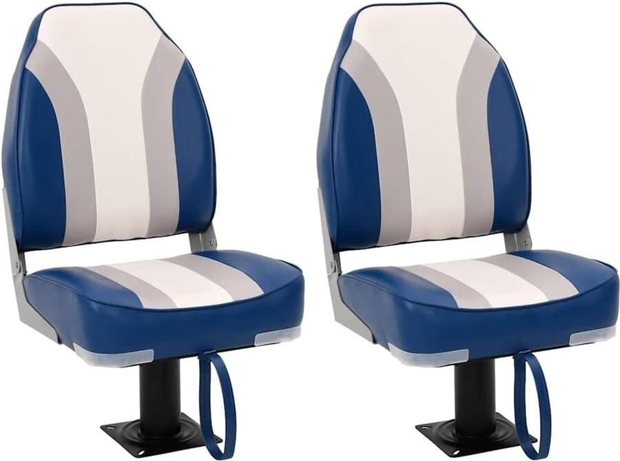 Bootstoelen 2 stuks Draaibaar Opvouwbaar Vissen Stuurstoel Blauw