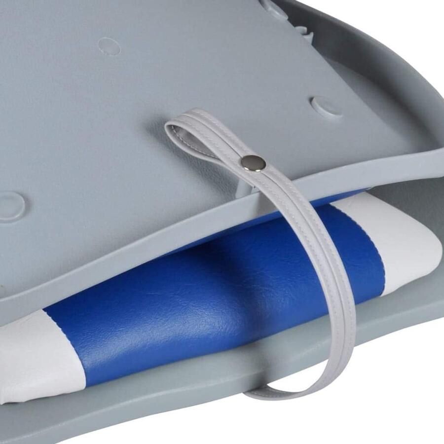 Bootstoelen 2 stuks. Opvouwbare bootstoel met rugleuning en kussen blauw-wit weerbestendig voor vissen en boottochten
