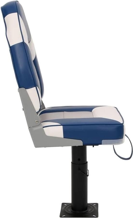 Bootstoelen inklapbaar met verstelbaar voetstuk hoge rugleuning pvc PU-leer wit blauw