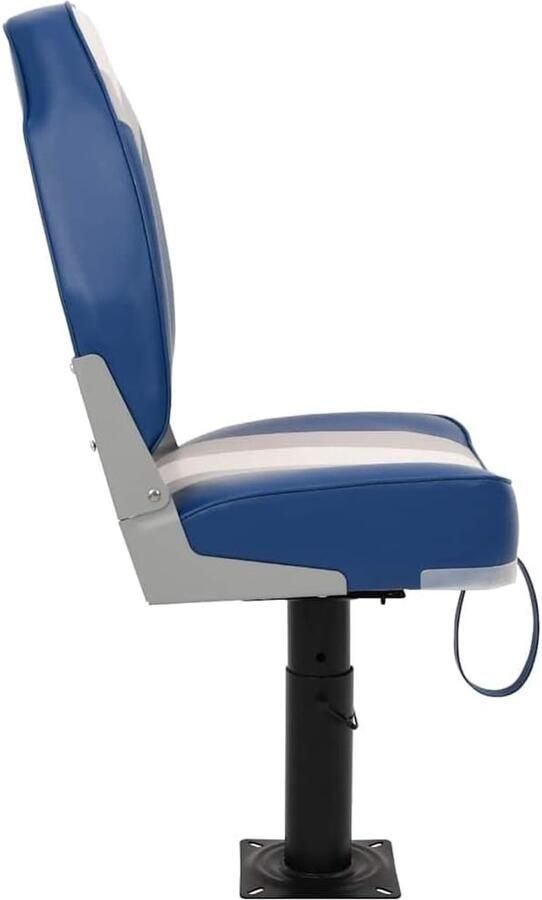 Bootstoelen inklapbaar met voetstuk en draaiplaat in hoogte verstelbaar 28- 360° draaibaar gevoerde stuurstoel voor boten blauw wit grijs