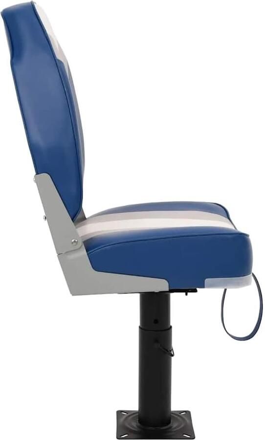 Bootstoelen met verstelbare stoelvoet marine zitschaal met hoge rugleuning robuust frame van gepoedercoat staal blauw grijs