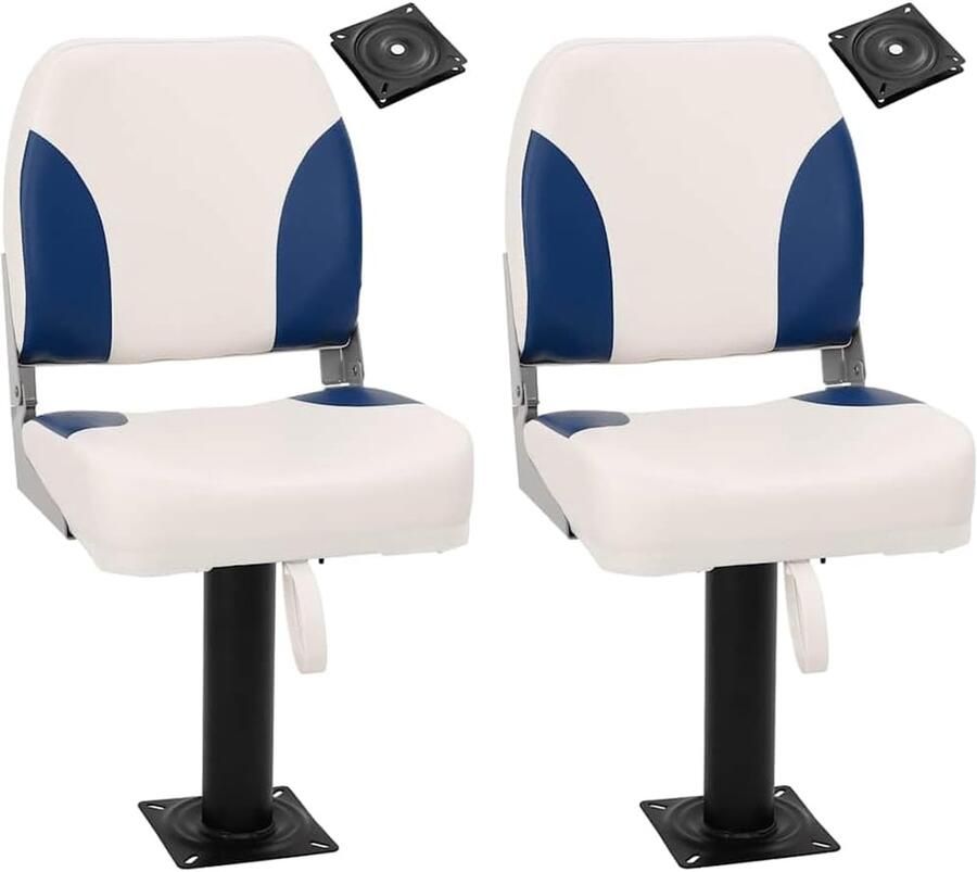 Bootstoelen met voetstuk en draaiplaat inklapbare stuurstoelen voor vissen PU-leer 360° draaibaar