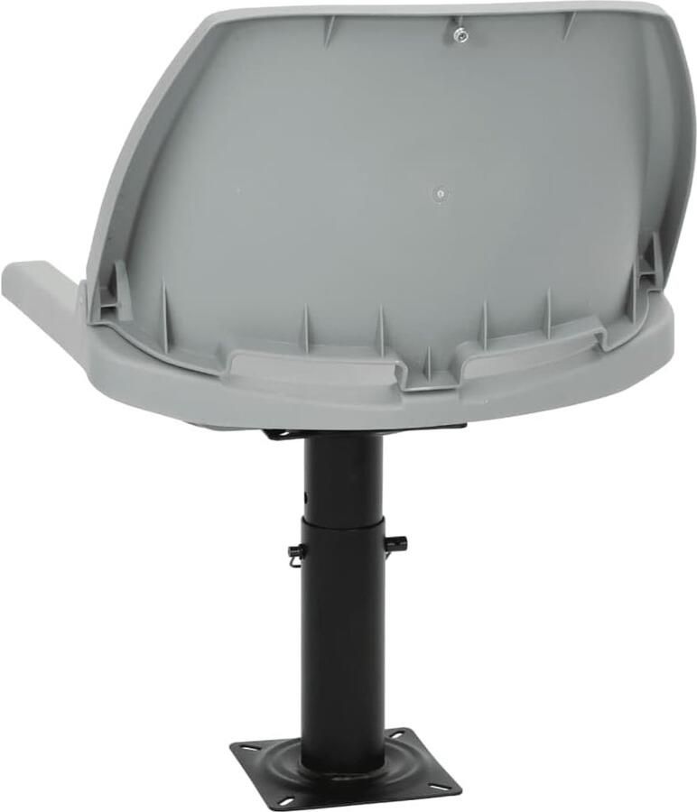 Bootstoelset inklapbaar met verstelbaar voetstuk grijs robuuste kunststof zitting met stalen console voor boten 48 x 51 x