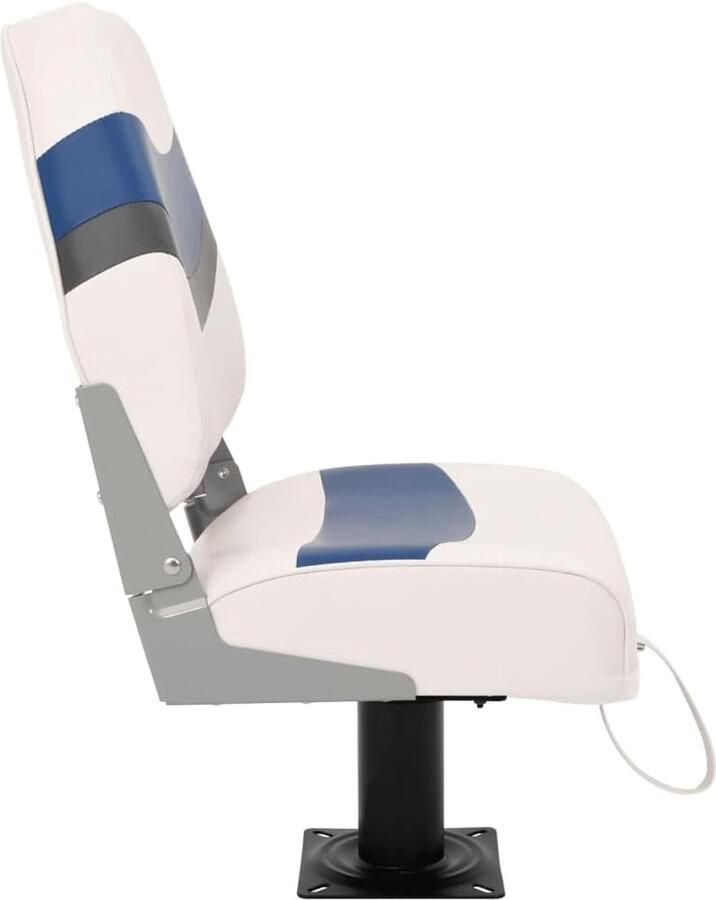 2-delige bootstoelset inklapbaar met zitconsole wit blauw bootstoel met hoge rugleuning van aluminium en PU belastbaar tot 100 kg