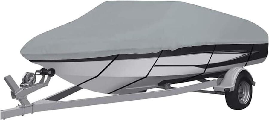 Bootzeil voor V-romp boten 710x265x beschermhoes voor boot Oxford-weefsel met snelsluitgespen grijs
