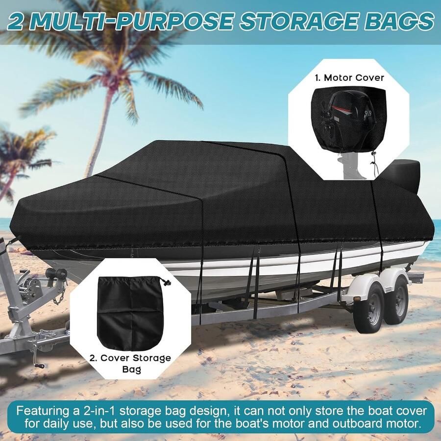 Bootzeil waterdicht 420D Oxford-doek afdekzeilen voor boten anti-uv-bootzeil met opbergtas voor V-romp roeiboot vissersboot (3 5