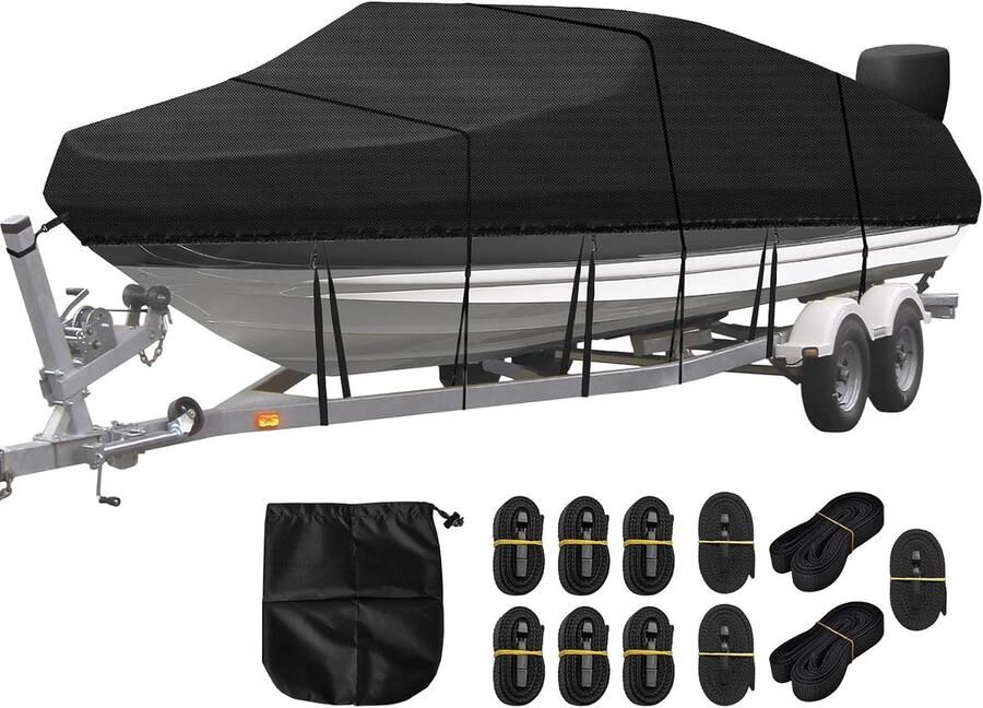 Bootzeilen waterdicht bootafdekking 420D Oxford-stof bootzeilen afdekzeil booten afdekking voor V-romp roeiboot visboot (3