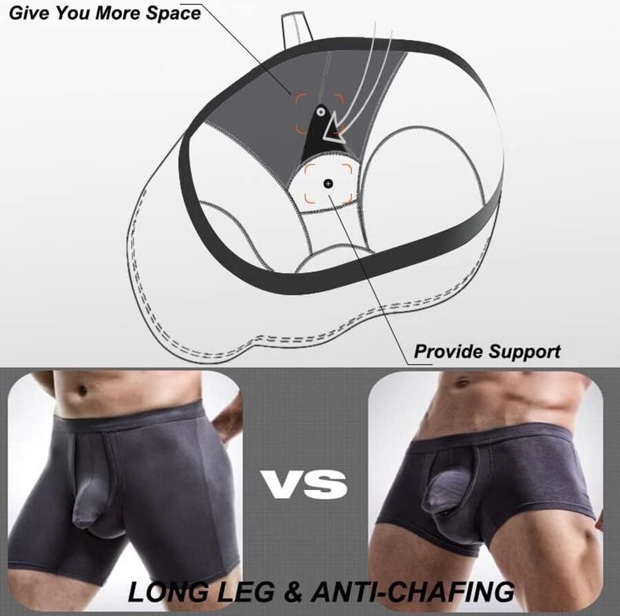 Boxershorts Heren Ondergoed Anti-chafing Lange been Retro shorts Tagless Boxer slips Dubbele zak Apart zakje