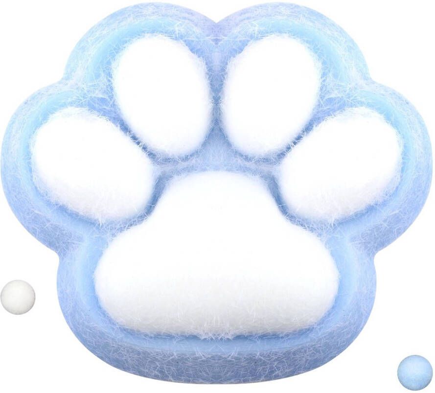 BOXOB Grote Kattenpoot Knijpspeelgoed Zachte Elastische Grote Kattenpoot met Vacht Knijpspeelgoed voor Drukverlichting voor Schoolkantoor (Blauw)