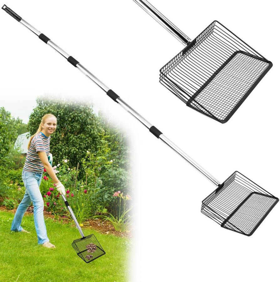 BOXOB Kippenmestschep 25 4 x Verstelbare 4-in-1 Kippenhokharkschep met Lange Steel Roestvrijstalen Multifunctionele Schep Accessoires voor Het Reinigen van Kippenhokken Zeefstrooisel