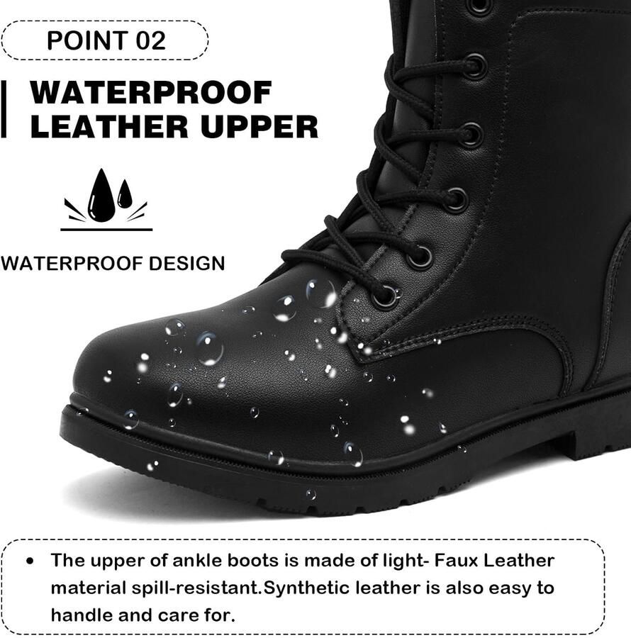 Ankle boots voor en waterdicht zwarte leren schoolboots comfortabel voor dagelijks gebruik ShopVlot