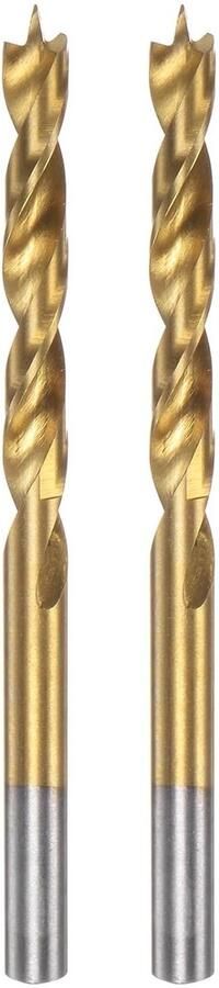 Brad Point-borenset 2 stuks 6 mm diameter rechte ronde schacht metrische spiraal twist gouden boor voor timmerman houtbewerking kunststof rubber