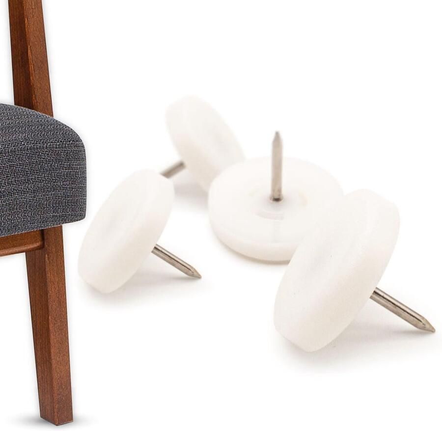Brand Meubelglijders van kunststof met spijker rond 4 stuks in wit 25 mm diameter 5 mm dik stoelglijders met spijker kunststof glijders voor tuinstoelen Made in Germany