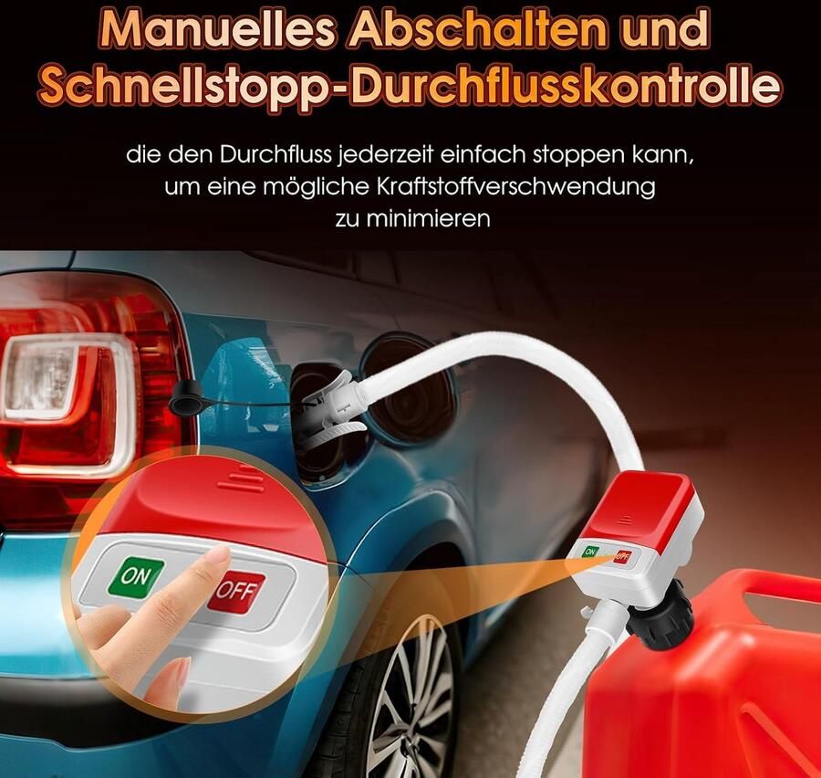 Brandstoftransferpomp met automatische stopsensor-2 4 GPM 52” slang Automatische transferpomp met 3 tankadapters USB- en batterijvoeding Draagbare vloeistofpomp voor olie benzine diesel