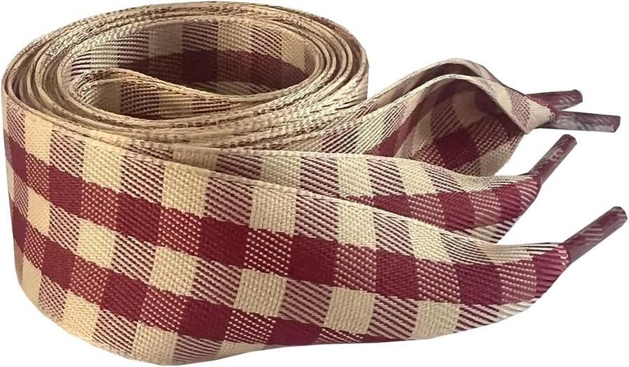 Brede Geruite Platte Schoenenveters van Katoen Breed & Lang