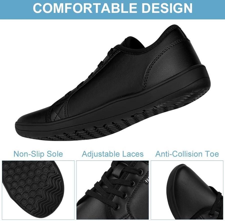 Brede heren wandelschoenen voor outdoor trektochten zwart