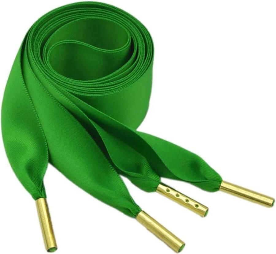 Brede satijnen veters van voor dames en meisjes geschikt voor sportschoenen wandelschoenen en outdoor gebruik groen