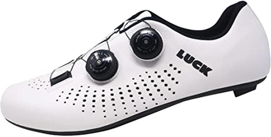Brede straatspanner voor racefietsschoenen met koolstofzool en dubbele draaisluiting Wit
